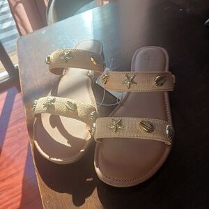 A New Day Tan Sandals with Gold Accents